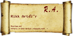 Rikk Artúr névjegykártya